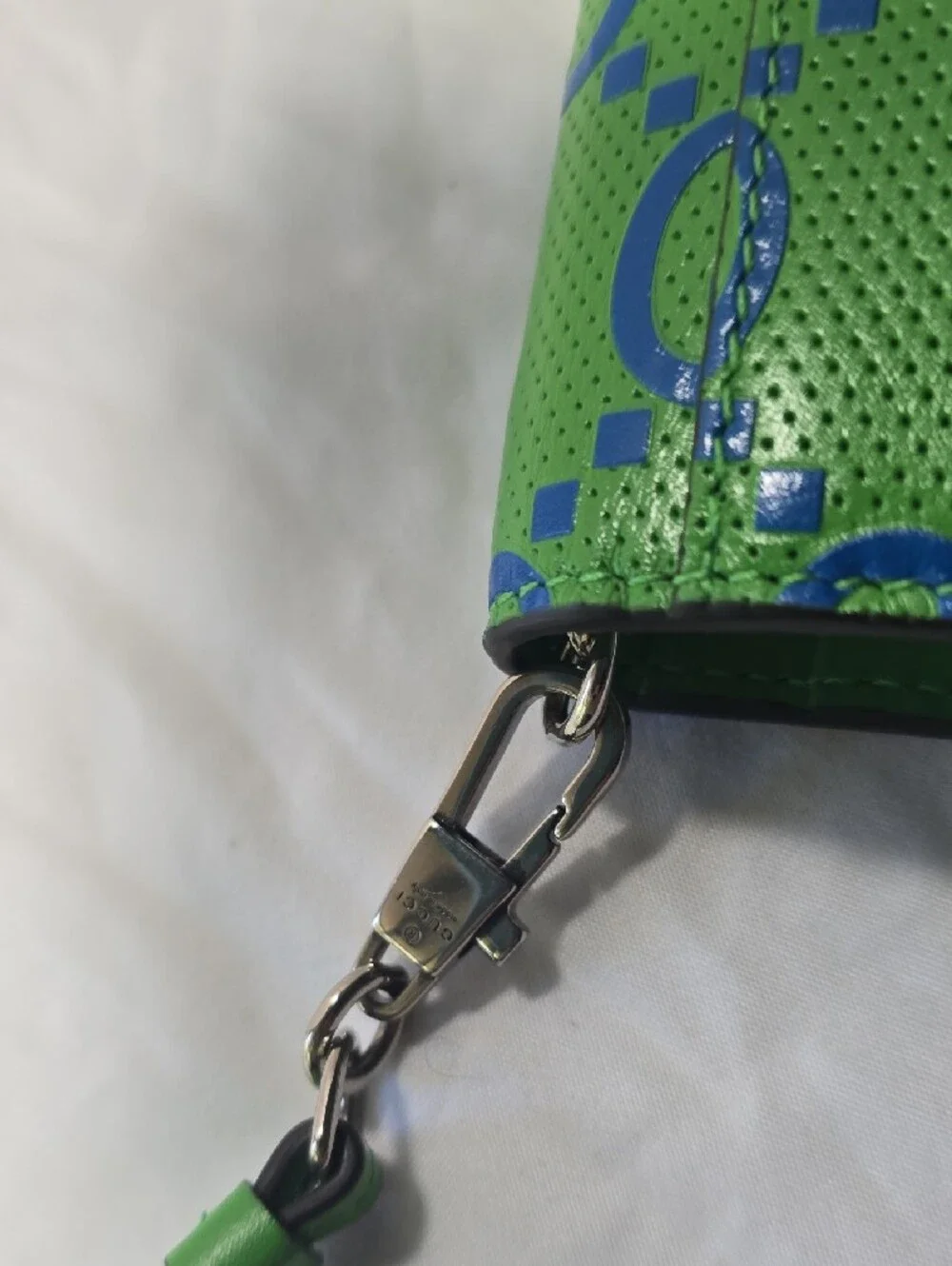 Gucci Neon Green and Blue GG Lanyard Card Case
